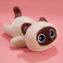 Lovely Baby  Kitten Plush Toys Cartoon Fluffy Lying Prone Big Eyes Cat Doll Cute Desktop Pets  Amusing Gift To Family Friends 22cm