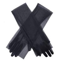 Women Ultra Tulle Gloves Mesh Sheers Full Finger Elbow Long Gloves Vintage Sunscreen Gloves Wedding Bride Dress Mittens 70cm juoda