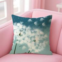 Dandelion Fashion Cushion Cover Natural Linen Pillow Case Double-Sided Print Decorative Sofa Pillowcase Home Decor Gift Peach skin 18*18(CM)-1Pcs