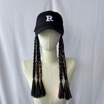 Women's Fashion Simple Baseball Cap Wig COS Style Korean High-Temperature Silk Machine Double Weft Braid Hair 240g Jiangxi (Black,Standard) juoda