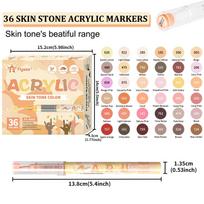 Skin Tone Acrylic Paint Art Markers, 36 Colors Brush Tip Skin Tone Markers Set, Perfect for Paper Wood Rock Glass