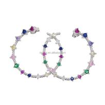 Promotion Mulit Color Cubic Zirconia Cz Paved Circle Hoop Earrings Geometric Simple Gorgeous Women rainbow Stud Earring Jewelry