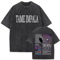 Rock Band Tame Impala Deadbeat Tour 2026 Vintage Washed Tshirt Unisex Hip Hop Gothic T Shirt Casual Oversized Short Sleeve Tees 2XL