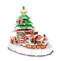 Christmas House Christmas 3D Puzzle Train DIY Paper Card Jigsaw Assembly Building Blocks Christmas Tree Children Model Toy