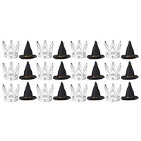 24Pcs Plastic Witch Hat Crowns Cake Toppers for Halloween Cupcakes Insert Birthday Party Decoration Supplies