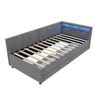 Sofa Bed Upholstered Extendable 90x200cm with Slatted Frame Multifunctional Made of Skin-Friendly Velvet Fabric Beige Storage pilka