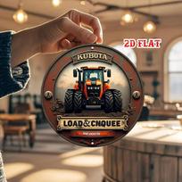 D Flat pc Kubota Tractor Round Aluminum Sign  Rustic Farming Equipment Metal Wall Decor Contemporary Style for Home 20x20cm(8x8inch)