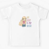 EAT - SLEEP - K-POP - REPEAT Anime Girl (Blonde Hair) Kids T-Shirt 170