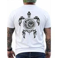 Men's Maori Tribal Tee- Black Polynesian Haka Dance Graphic Featuring Turtle& Tribal Designs, Short Sleeve New Zealand Cultural Clothing 2XL balta
