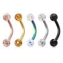 Creative Men Piercing Ring Stainless Steel Curved Barbell For Women Ball Nose Ring Fake Lip Stud Piercing Jewelry Eyebrow Stud Barefoot Sandals&Ears sidabras