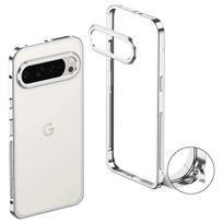 For Google Pixel 9 Pro XL Bumper Cases Metal Frame Heat Dissipation Cover with Lens Protector Silver įvairiaspalvis