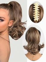 Sintetinis 10 colių Claw Clip uodegos priauginimas, trumpi laisvi banguoti ponių uodegos plaukų priauginimai Sintetiniai plaukų gabaliukai moterims kasdieniam naudojimui 10inch