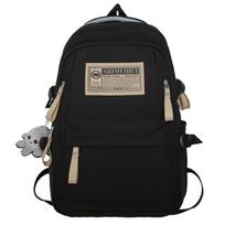 Spring and summer simple travel backpack computer backpack casual solid color label junior high school students large capacity schoolbag single bag