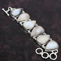 Black mother of pearl bracelet 925 sterling silver bracelet adjustable chain gemstone bracelet silver jewelry handmade bracelet gift for mom Adjustable gray