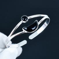Amazing Black Onyx Gemstone Handmade Cuff Bangle 925 Sterling Silver Cuff Bangle, Black Onyx Bracelet For Wife , Unisex Bangle, Gift For Love 7 juoda
