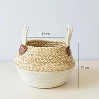 Bambuko Nendrių Laikymo Krepšiai Pintas Krepšys Augalas Nordic Stiliaus Sodo Gėlių Vazonas Skalbinių Krepšys Indas Žaislų Laikikliai 18cmX21cm balta