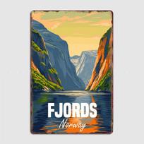 Fjords Norway Travel Scenic Spot Vintage Poster Metal Sign Kitchen Wall Art Decor Garage Room Decor Tin Home Decor 20x30cm（7.8x11.8inch）