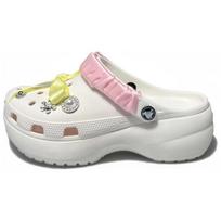 Crocs Classic Platform Clog Ribbon Girl Clear Atmosphere Hole Shoes Unisex White 37-38 balta