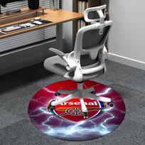 Arsenal futbolo klubas, Žaibo logotipas Kėdės kilimėlis Apvalus kilimas Biuro kilimas, Skalbiamas mašinoje, Neslystantis, Tinka svetainėms, Miegamiesiems 80cm