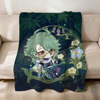 Game Lumine Genshin Impact Diluc Chibi Flannel Soft Warm Plush Blanket Sofa Living Room Pet Hogar Bedroom Gift Home Car Portable 75x90cm