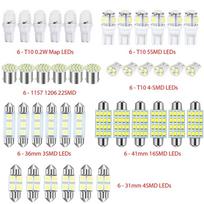42 vnt. Automobilio LED žibintai Salono žibintai 6000K 12V T10 168 2825 W5W 921 Rinkinys Automobilio Transporto priemonės Žemėlapio Kupolo Durų Bagažinės Numerio Plokštelės Lemputė 42pcs Set tamsiai mėlyna