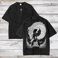 Jujutsu Kaisen Anime Acid Washed Oversized T-shirt Suguru Geto Anime Men Women T-shirt Gift for Him Mens T-shirt Black Cotton T-shirt L