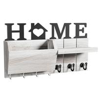 Key and Mail Holder for Wall, Wooden Key Holder and Mail Organizer for Wall Mount with 7 Hooks, Decorative Hanging Rustic Decor balta