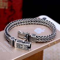 Fashionable Men's Thai Bracelet Flat Chain Body Keel Men and Women Can Wear Trendy Men 18CM sidabras