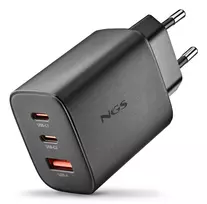 NGS ERA 65W USB-C GaN Įkroviklis 2x USB-C + 1x USB-A Juodas