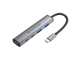 Conceptronic 4-in-1 USB-C Hub Dock su 2x USB-C, 2x USB-A ir 100W PD - Pilka