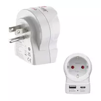 Hama Travel Adapter EU to US 1x USB-A USB-C P - Cable - Digital/Data