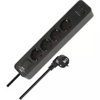 Brennenstuhl Ecolor prailgintuvas 4 kištukiniai lizdai su 2x USB-C, 1x USB-A, 1,5 m kabeliu, apsauginiu jungikliu, juoda/antracitas