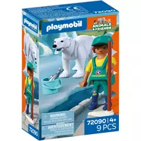 Playmobil 72090 Gyvūnai ir draugai zoologijos sodas: Baltasis lokys ir prižiūrėtojas