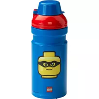 LEGO Iconic geriamasis butelis 390 ml mėlynas su silikoniniu snapeliu ir permatomu dangteliu
