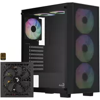 Aerocool B509A Flow-G-BK-v1 Mid Tower PC Case su 650W maitinimo šaltiniu, grūdintu stiklu, juoda