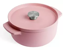 KitchenAid Cast Iron Casserole Dish with Lid 22 cm, Pink