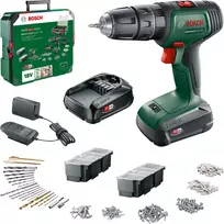 BOSCH UniversalImpact 18V belaidis smūginis gręžtuvas (žalia/juoda, 2x1.5Ah Li-Ion, 241 dalies rinkinys)