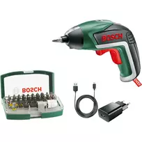 Bosch IXO 5 belaidis atsuktuvas su 32 dalių antgalių rinkiniu, 3.6V Li-Ion 1.5Ah, žalia/juoda