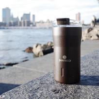 SANTECO Insulated Mug, Stylish Water Bottle for Students, Portable Coffee Cup, Long-Lasting Heat Retention Travel Mug, Cola Cup, Carbon Black Color