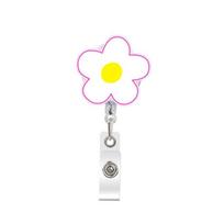 Holder Work Card Clips Nurse Badge Holder ID Card Clips Name Card Holder Retractable Badge Reel White Flower