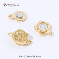 18K Gold Plated Rose Flower Magnetic Clasp,Brass Magnet Clasp For DIY Necklace Bracelet Jewelry Making Findings 2 pieces
