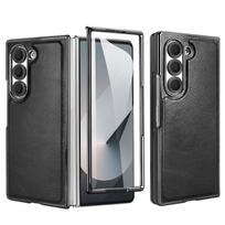 For Galaxy Z Fold 7/6/5 Case Magnetic Wireless Charging Cover for Galaxy Z Fold 7 Retro PU Leather Case With Screen Protector Galaxy Z Fold7 juoda
