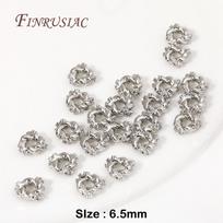 Rhodium/18K Gold Plated Metal Twist Flower Beads,Inlaid Zircon Spacer Beads For Pearl Necklace Jewelry Making DIY Accessories 5 Pieces