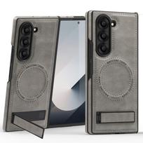 Z Fold 7 6 5 4 3 phone case with built-in magnetic With Holder tough case Shock Proof Anti-Fingerprint plain fuu coverage Galaxy Z Fold7 pilka spalva