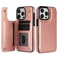 Flip PU Leather Phone Case for IPhone 13 12 Mini 17 Air 16E 16 15 Plus 14 11 Pro Max Wallet  with Card Holder Shockproof Cover IPhone 15Pro Max rožinė