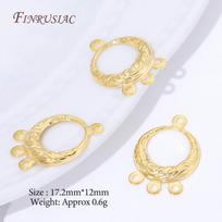 5/10Pcs 18K Gold Plated Brass Embossed Round Multi-loop Connectors For DIY Earrings Necklace Jewelry Making Components 5 PCS