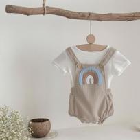 Summer Rainbow Baby Onesie Short Sleeve Romper – Cute & Stylish Jumpsuit for Boys & Girls 9-12M/80cm abrikosas