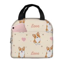 Cute Cartoon Corgi Dog Print Lunch Box Waterproof Thermal Cooler Food Insulated Lunch Bag Kids for Kids Portable Picnic Tote Bag juoda