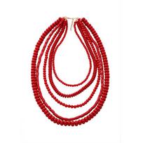 Rankų darbo raudonų karoliukų sluoksniuotas karoliai moterims Boho prašmatnus pareiškiantis papuošalas su geometriniu dizainu 81cm ilgio Red red