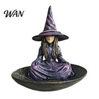 Backyard Bird Feeder Meditating Witch Garden Resin Statue Outdoor Hanging Balcony Decor Seeds for Outside Zen Patio Unique Female